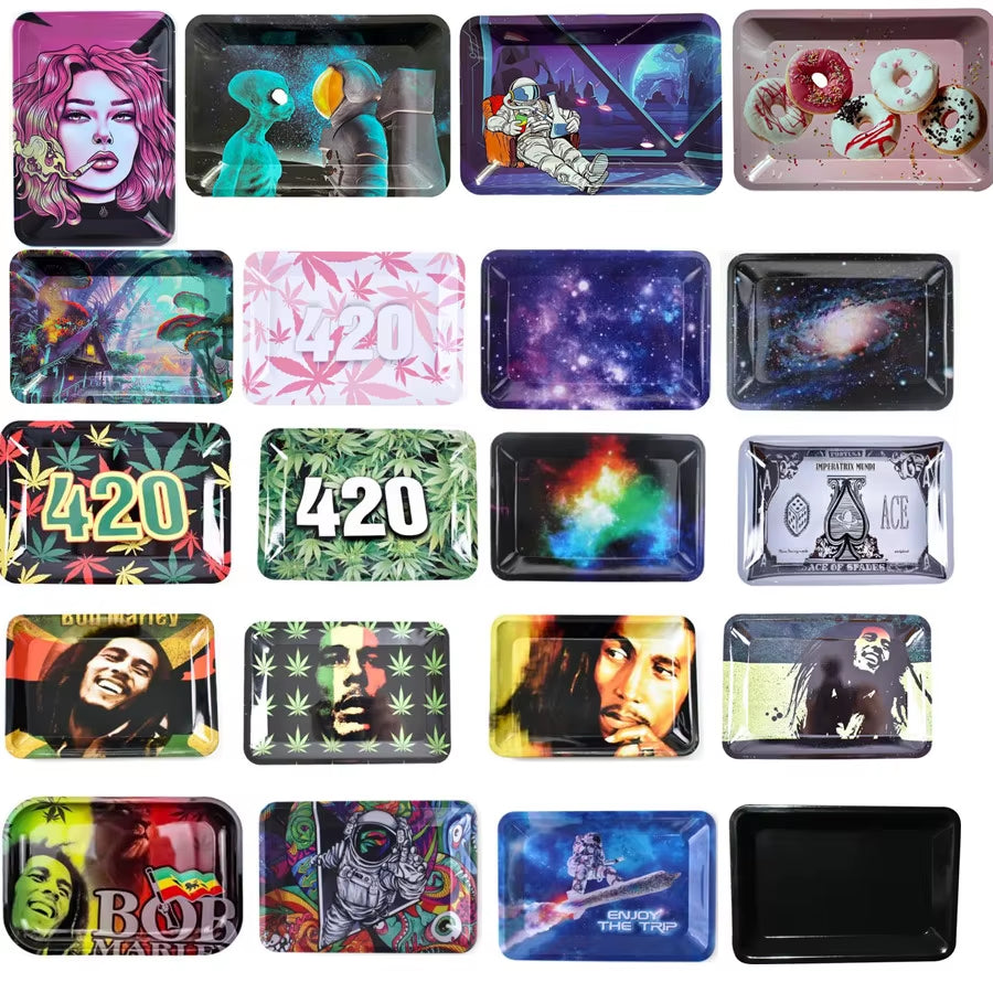 8.7'' Cartoon Metal Rolling Trays for Tobacco Roller Plate Tray Storage Tinplate